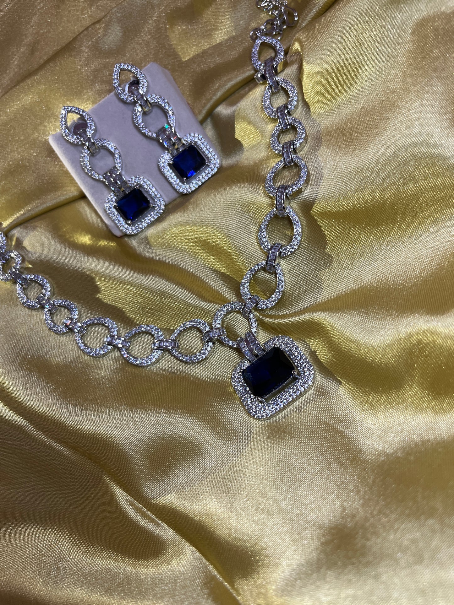 Diamond Look a like Necklace with earrings