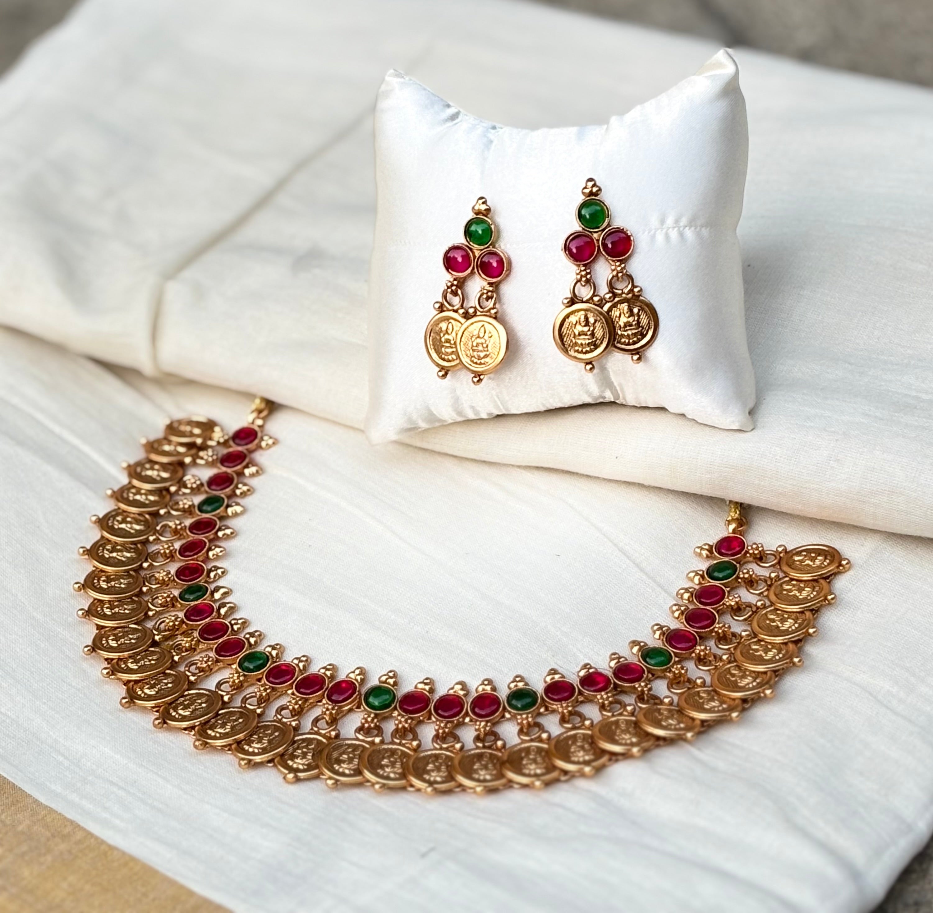 Traditional Lakshmi Coin Choker Necklace Set