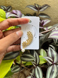 FLORAL Gold-Tone Crystal Pearl Clip-On Earrings