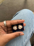 Elegant Pearl Blossom Stud Earrings