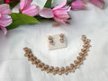 Rose Gold Leaf CZ Necklace Set