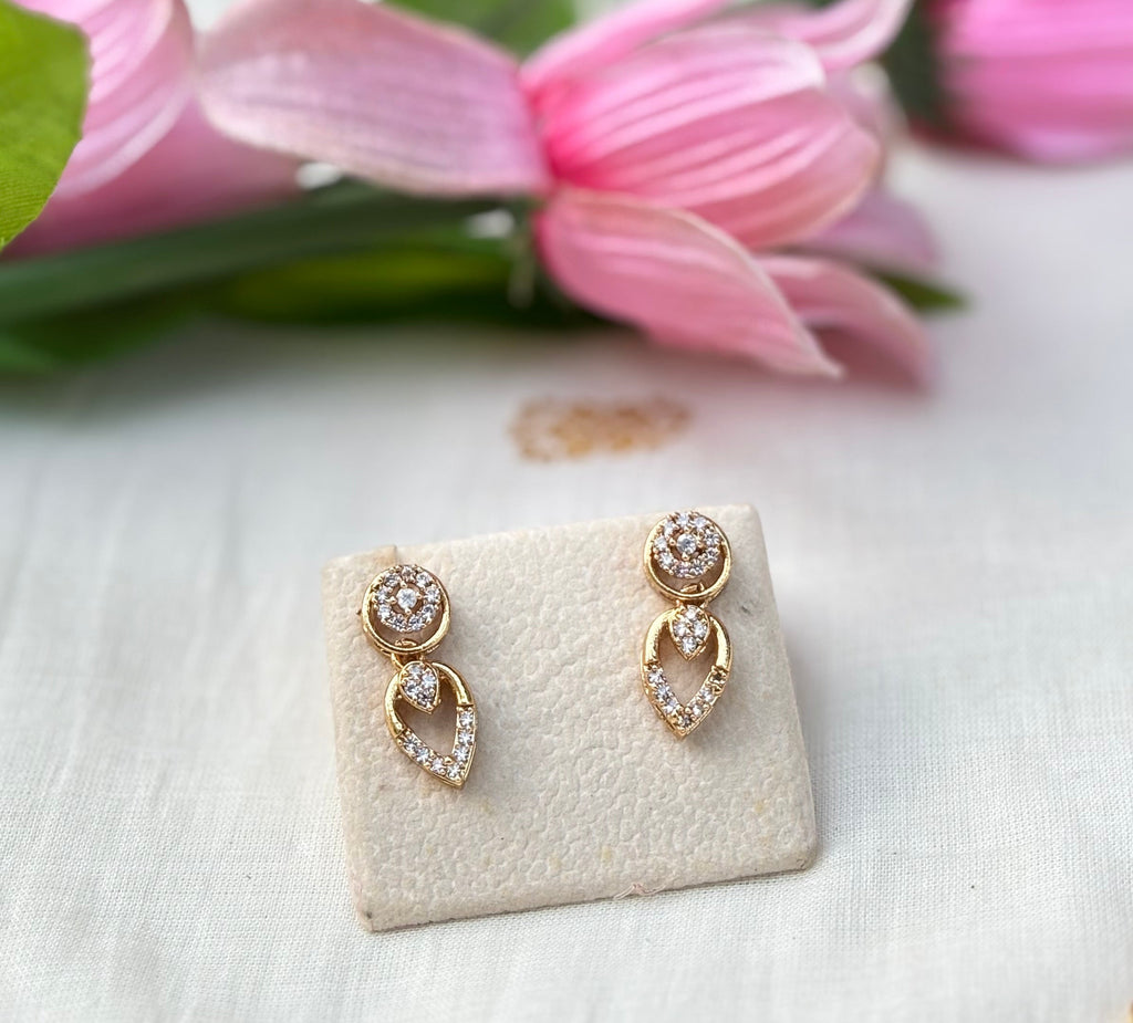 Rose Gold Leaf CZ Necklace Set