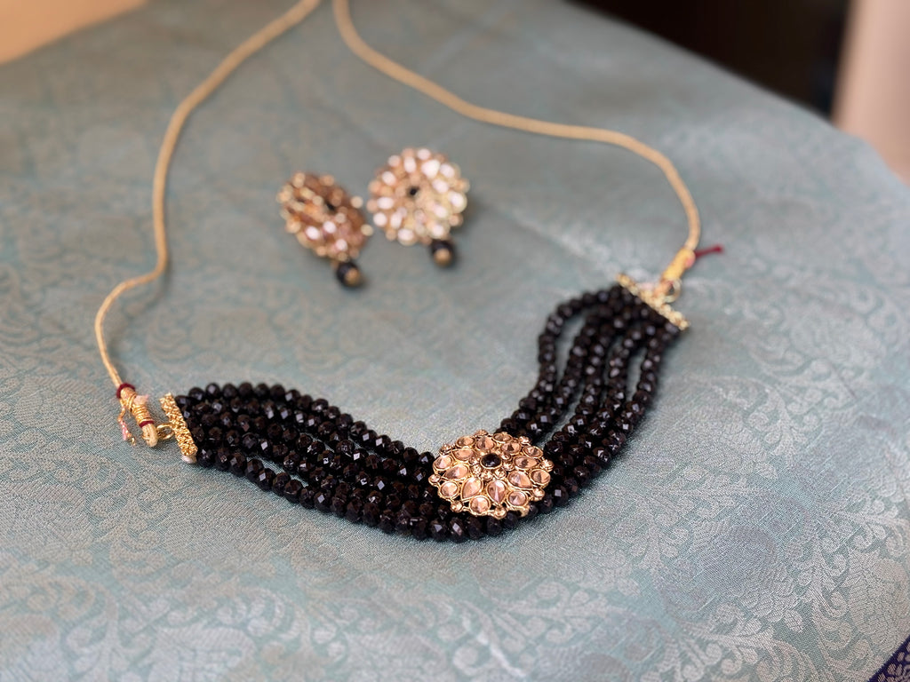 Black Crystal Multi-Layer Choker Set