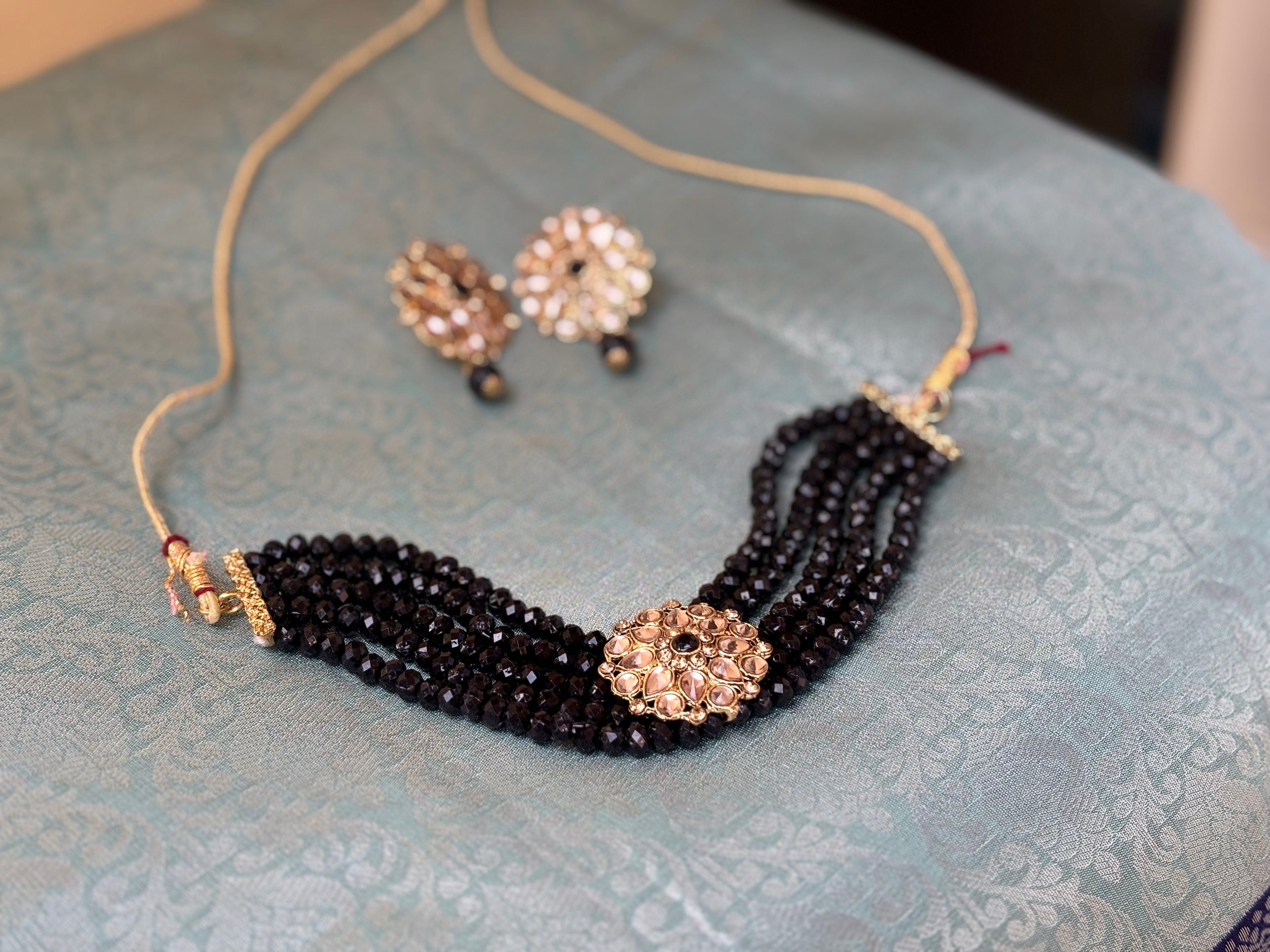 Black Crystal Multi-Layer Choker Set