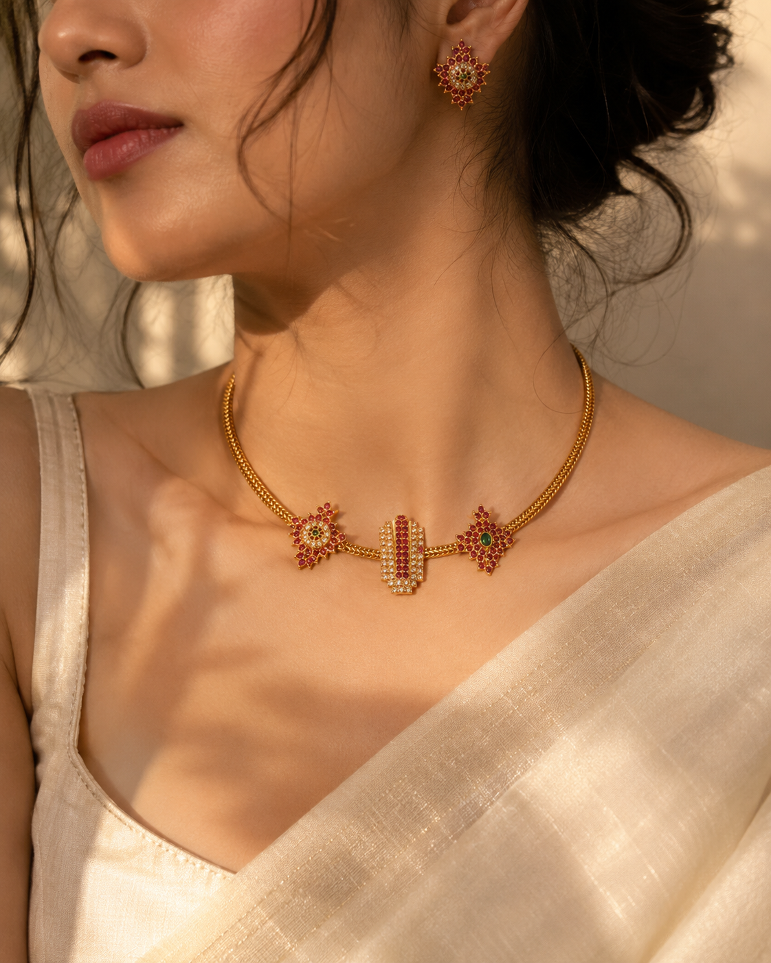 Elegant Kemp Choker Set with Matching Stud Earrings