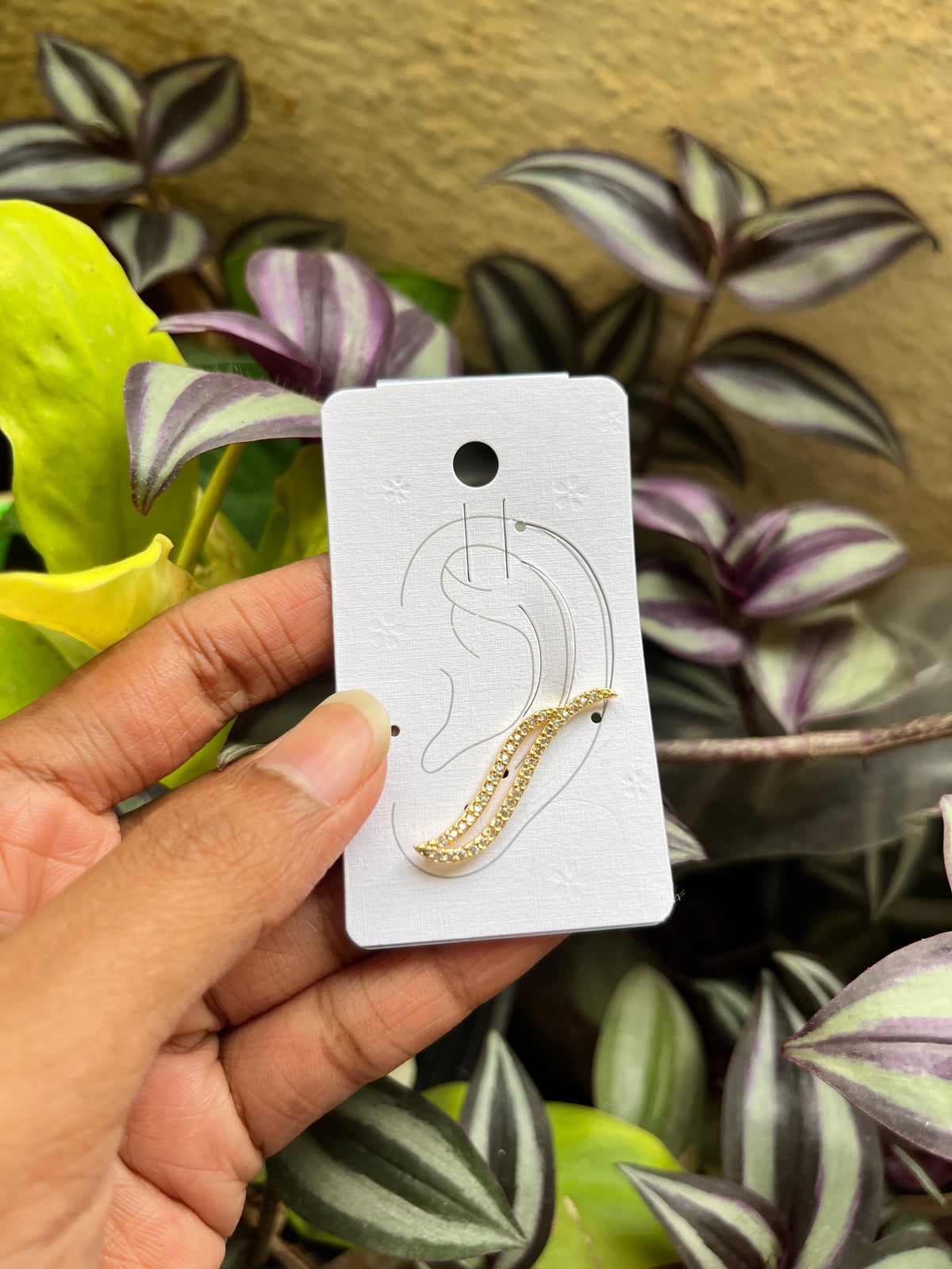 Double Curve Stone Clip-On Earrings