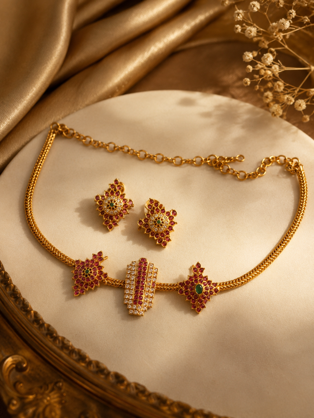 Elegant Kemp Choker Set with Matching Stud Earrings