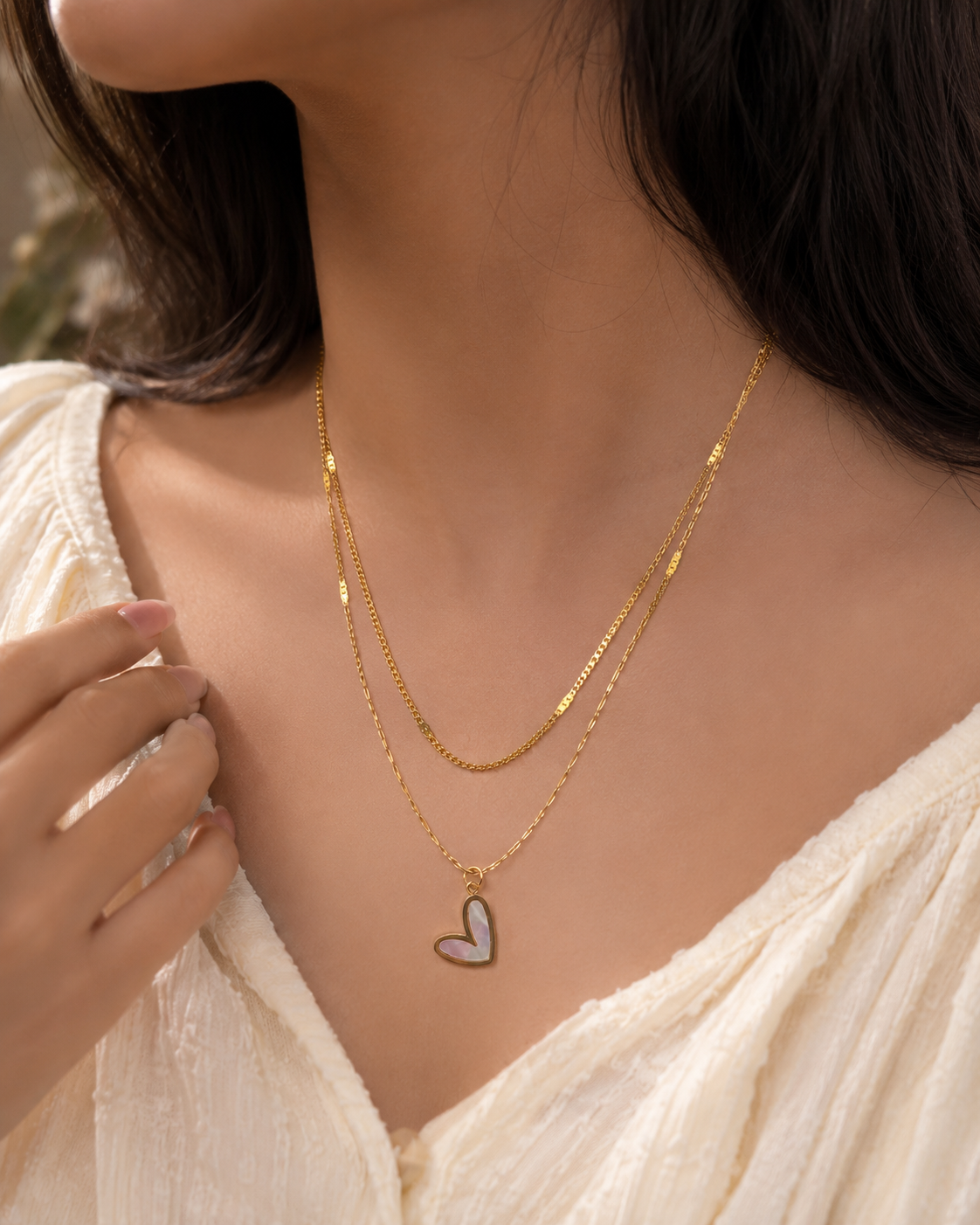 Double Layer Heart Pendant Necklace