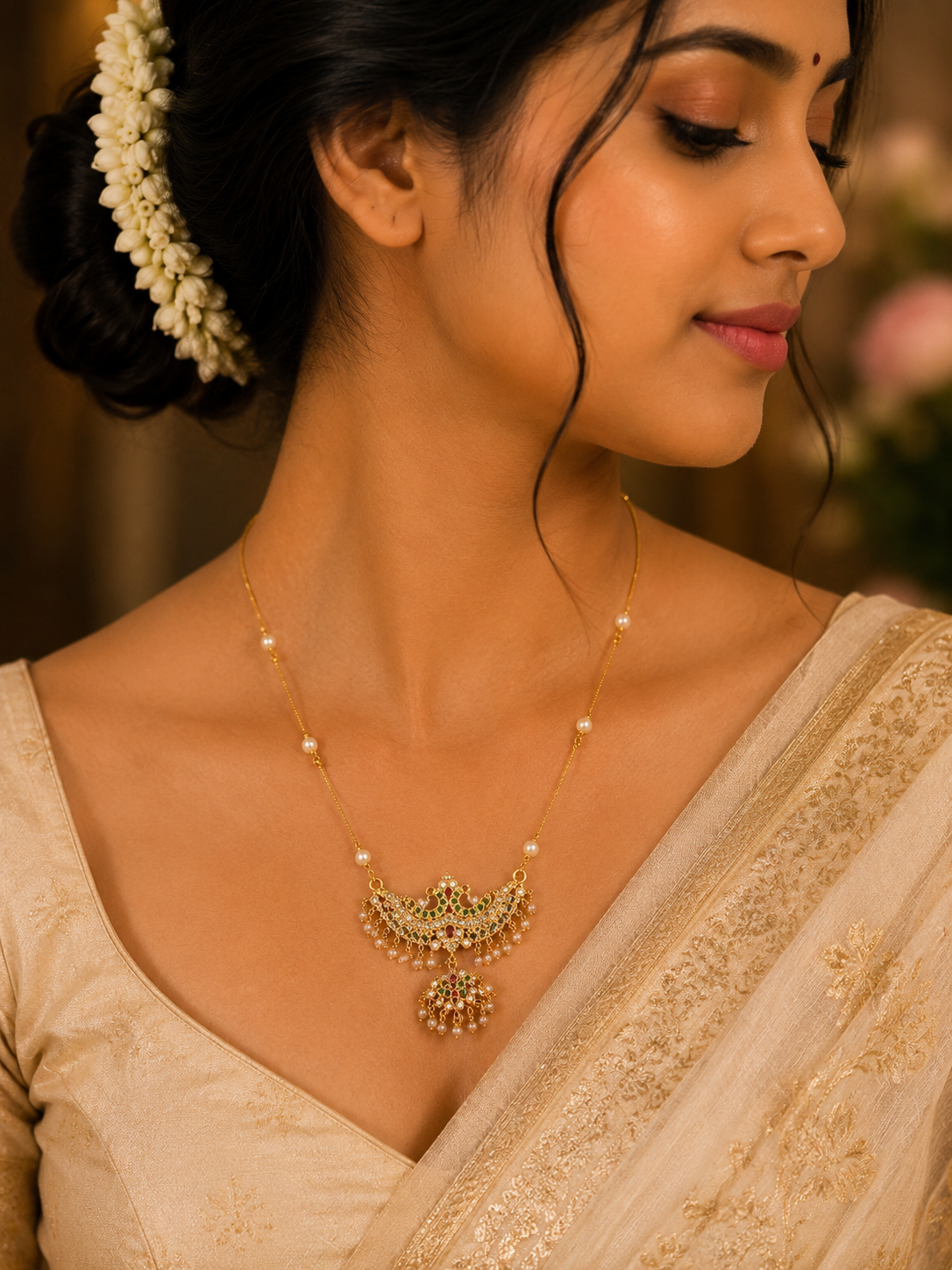 Elegant Peacock Pearl Drop Pendant Necklace