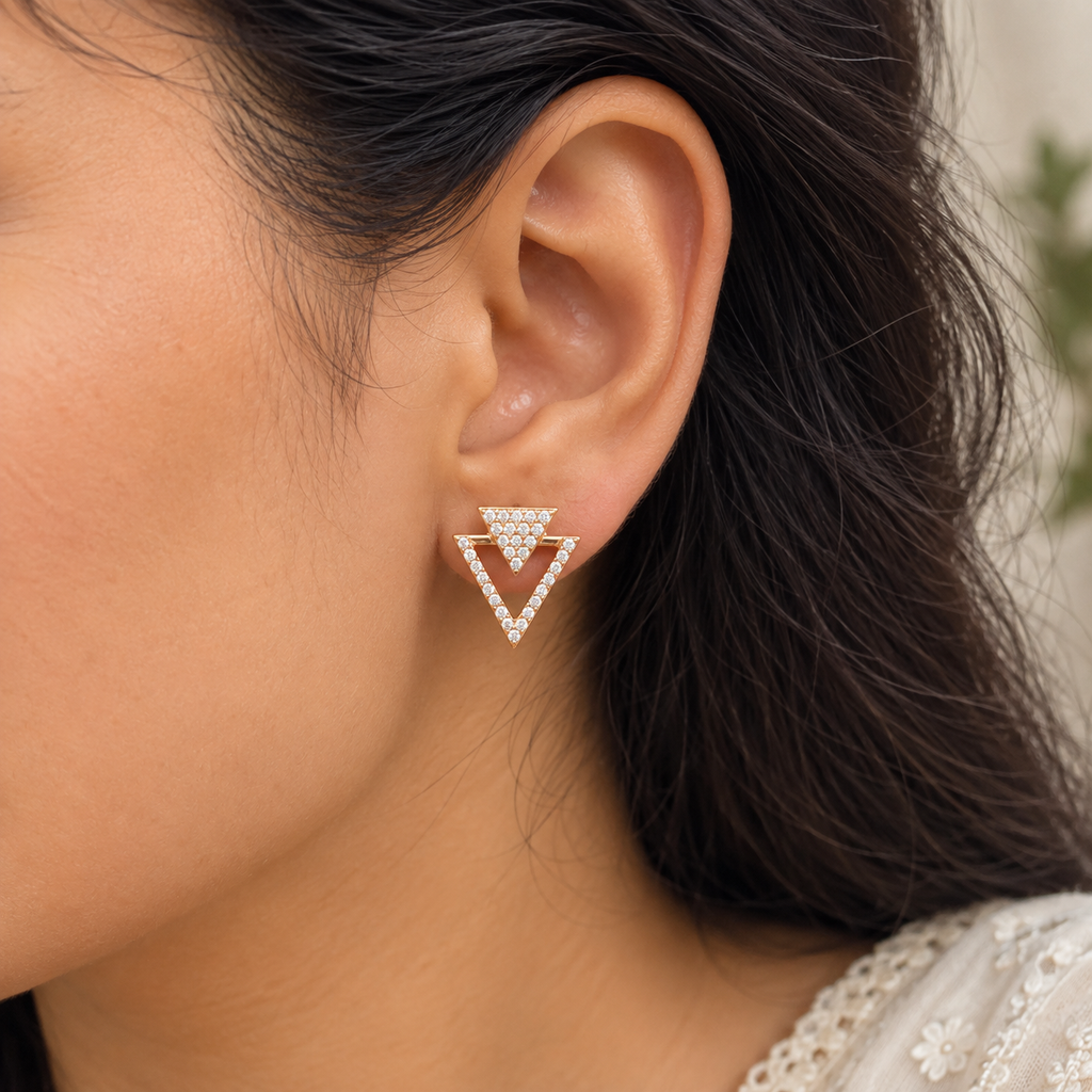 Geometric Triangle Stud Earrings