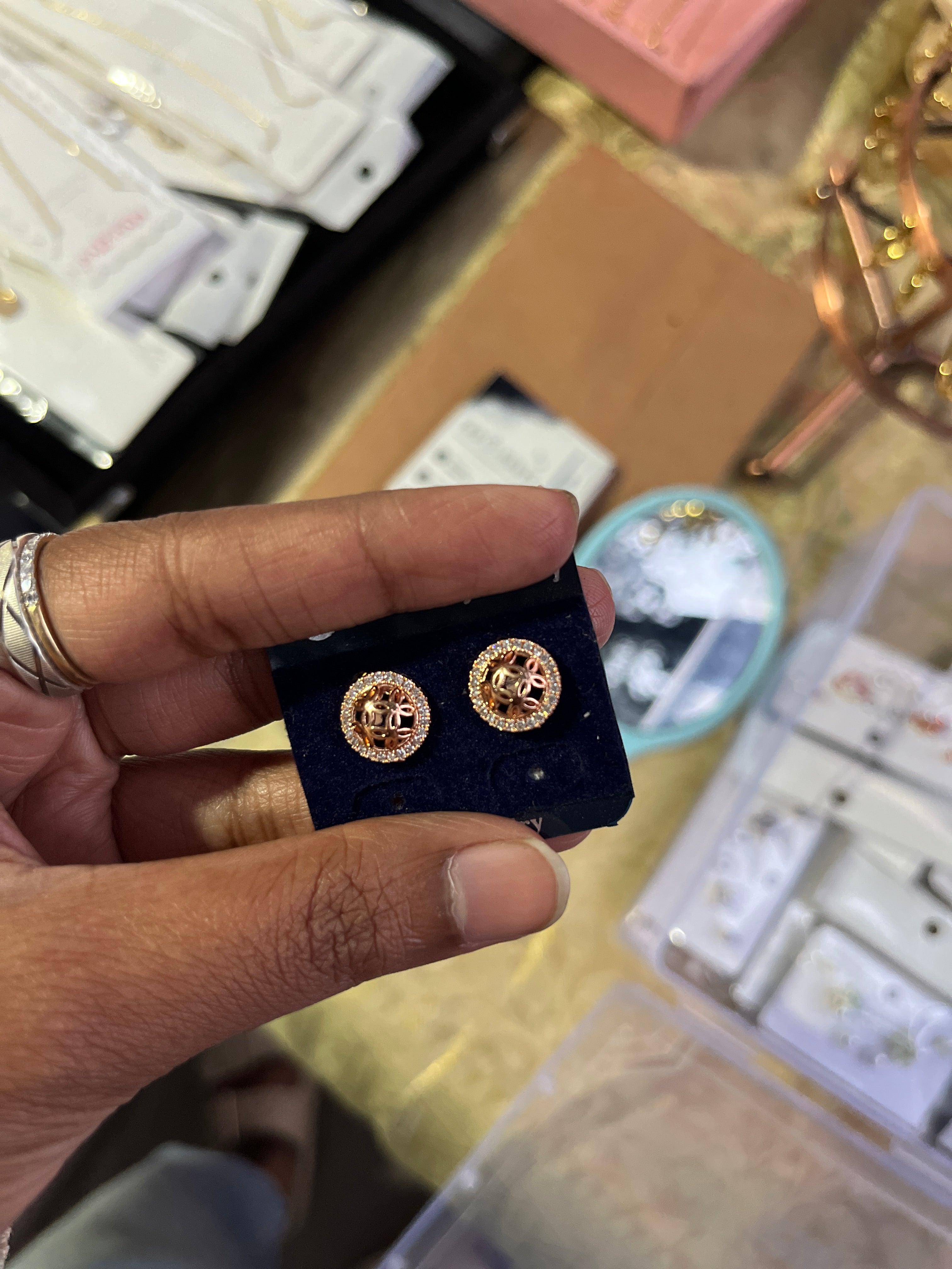 Vintage Rose Gold Filigree Stud Earrings