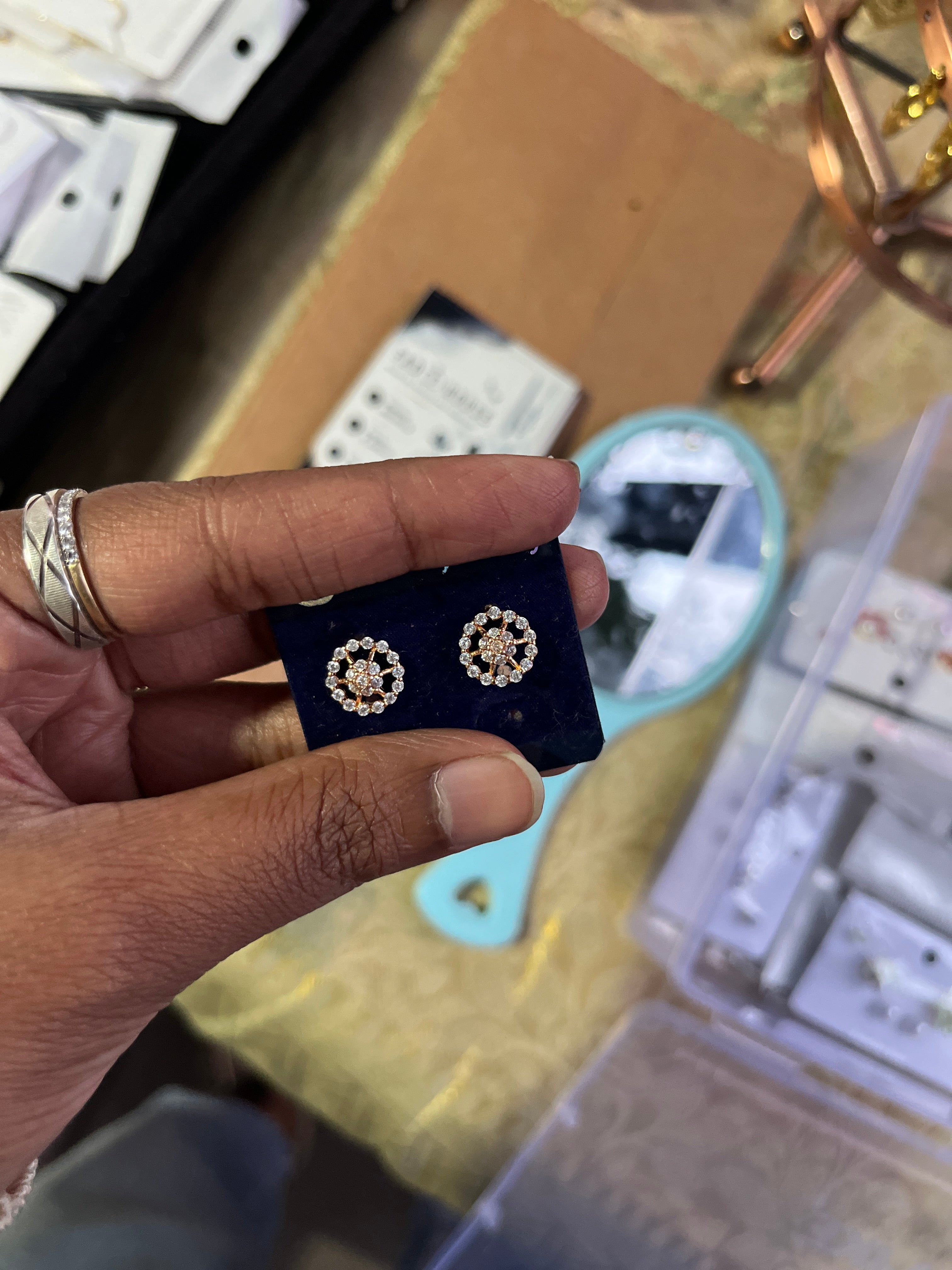 Elegant Floral CZ Stud Earrings