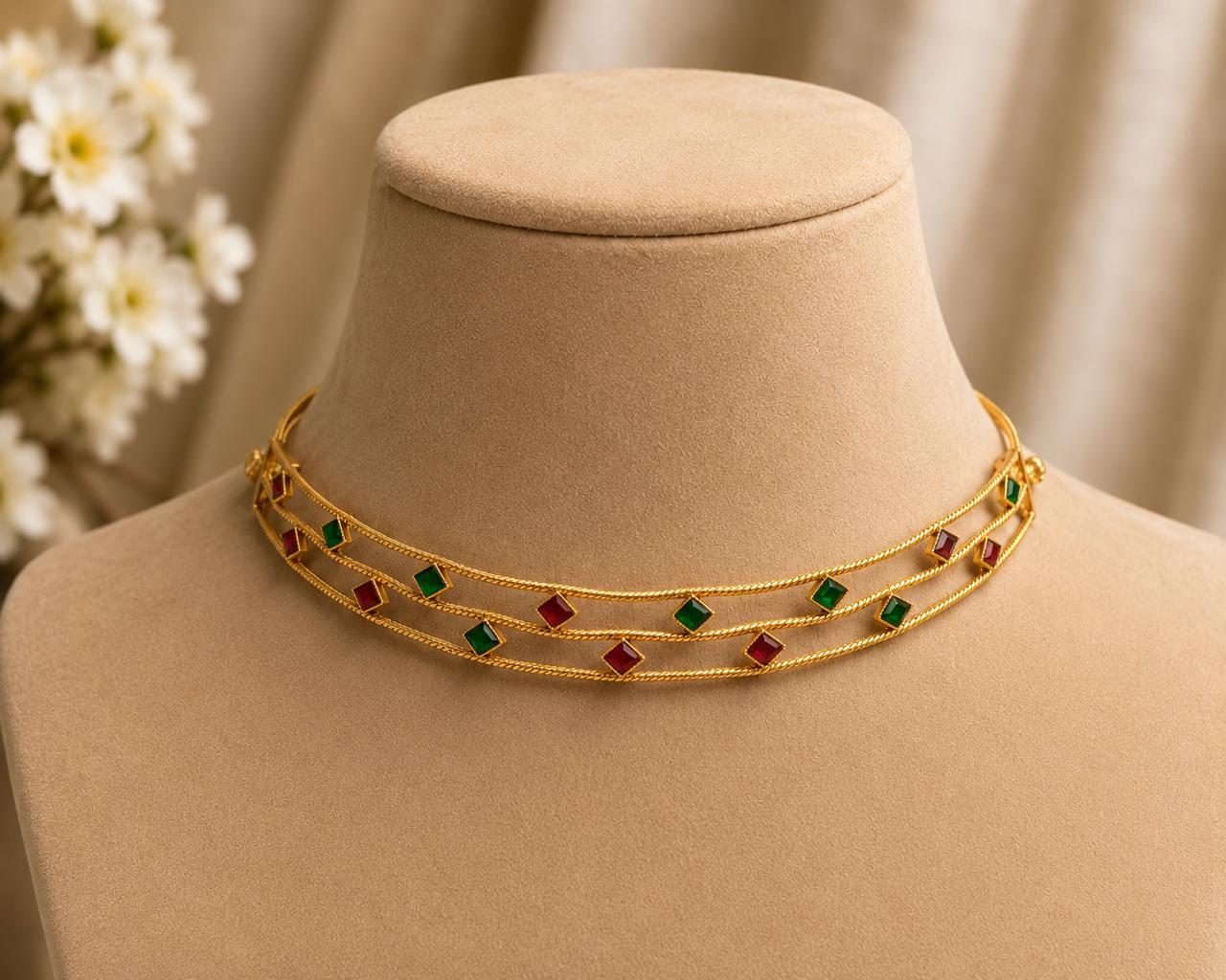 Traditional Multicolor Choker Necklace Set