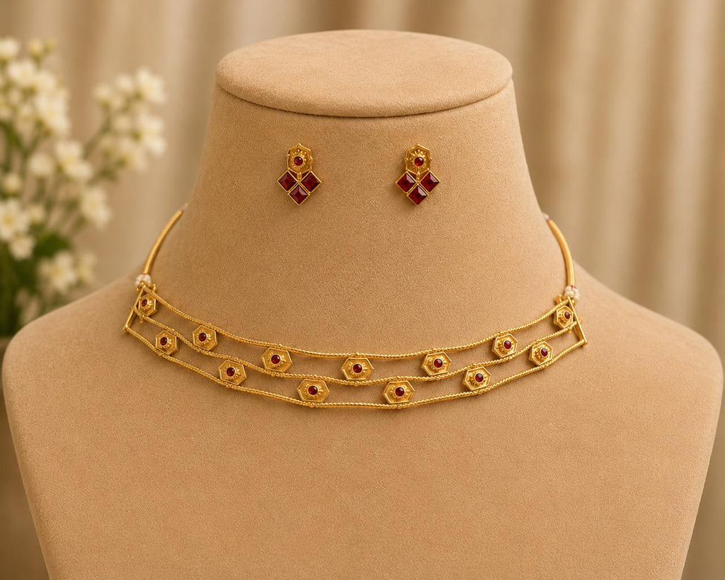 Traditional Antique Gold Choker Necklace Set