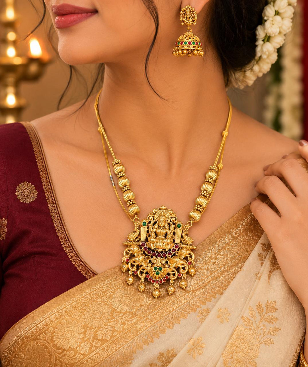 Temple Lakshmi Short Necklace Set