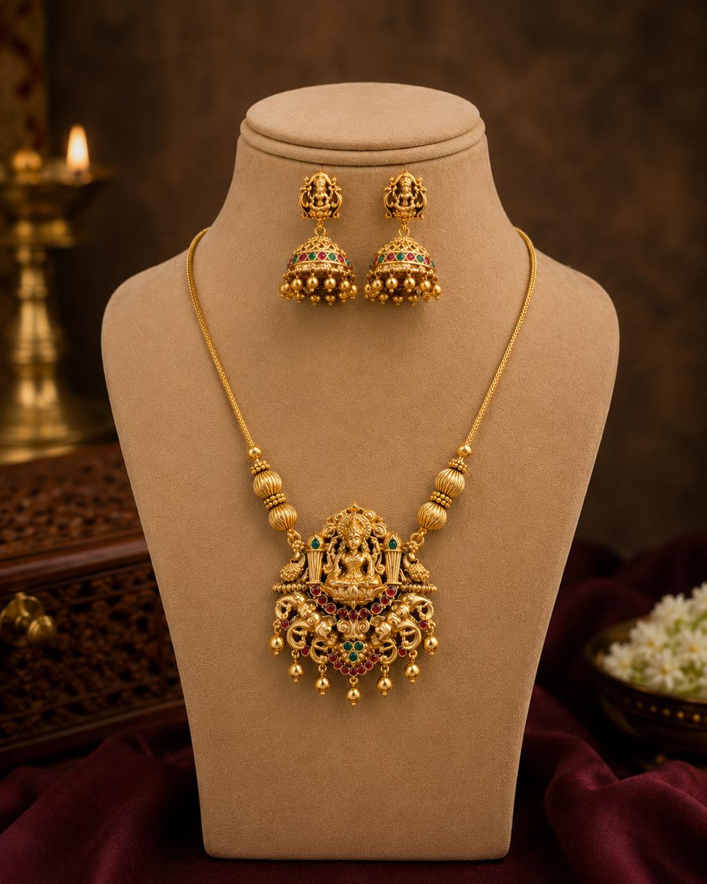 Temple Lakshmi Short Necklace Set