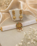 Temple Pearl Choker Necklace Set