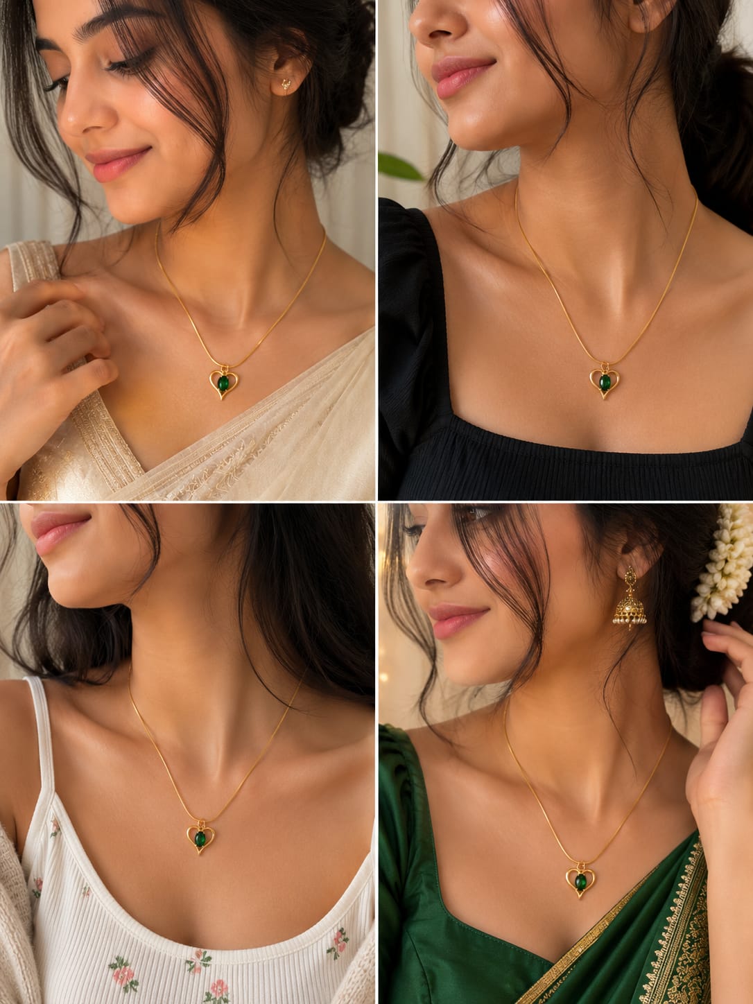 Emerald Heart Pendant Necklace