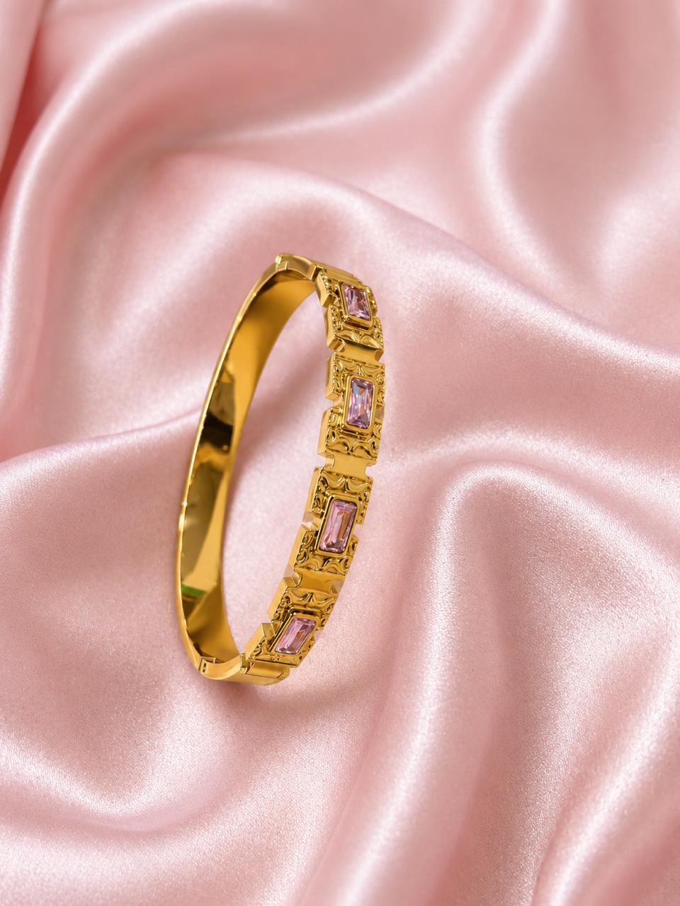 Pink Crystal Gold-Tone Bracelet