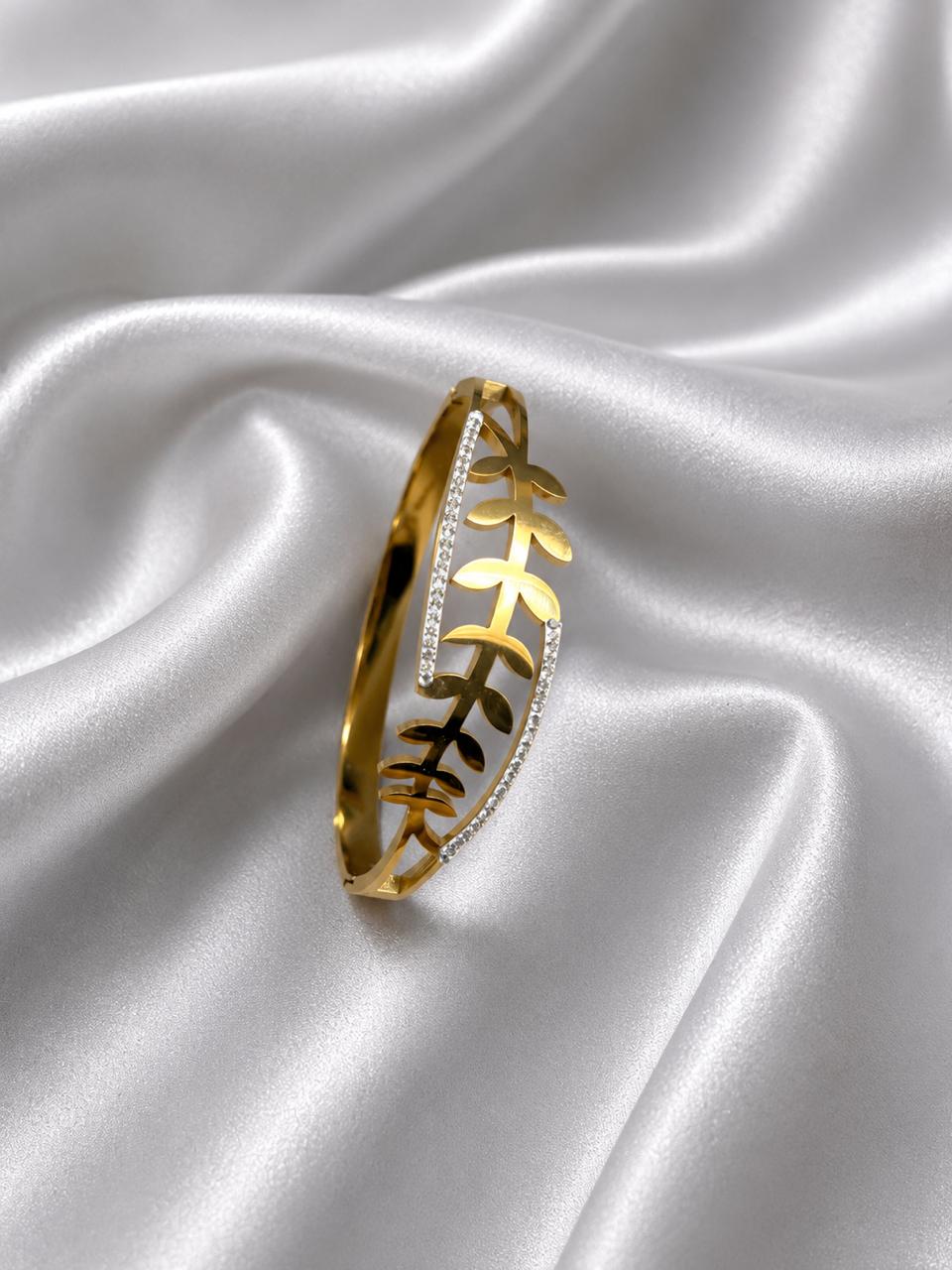 Leaf Motif Gold-Tone Bracelet