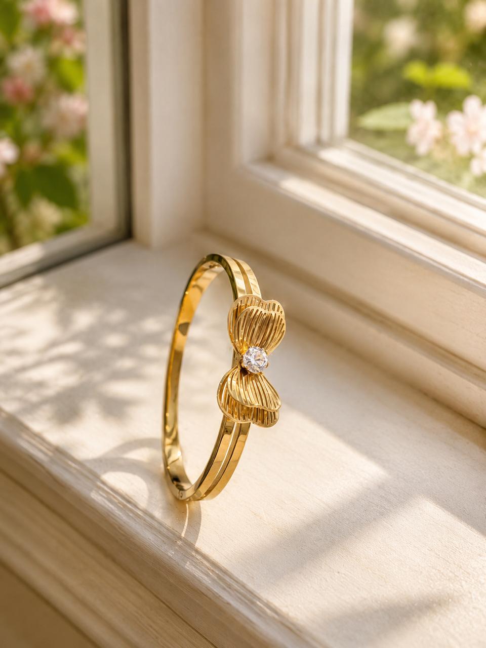 Floral Crystal Gold-Tone Bracelet