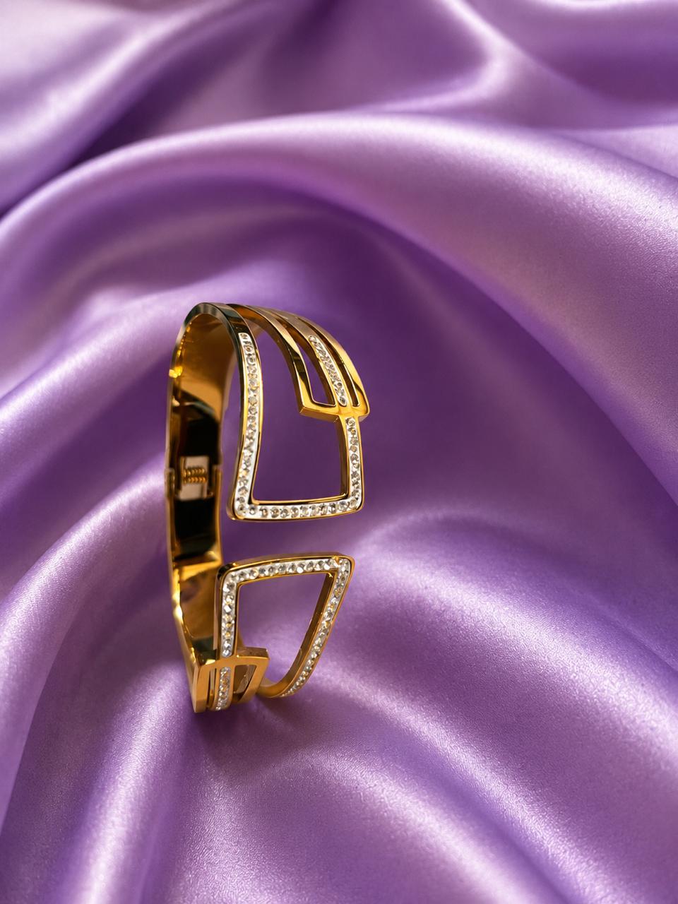 Geometric Crystal Gold-Tone Bracelet