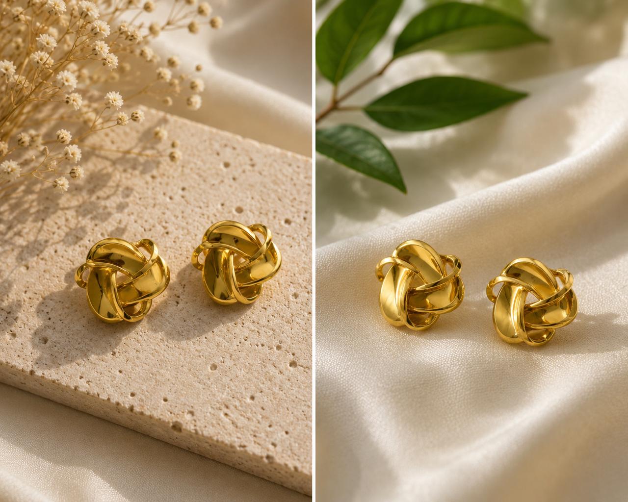 Classic Knot Gold-Tone Stud Earrings