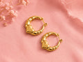 Heart Charm Gold-Tone Hoop Earrings
