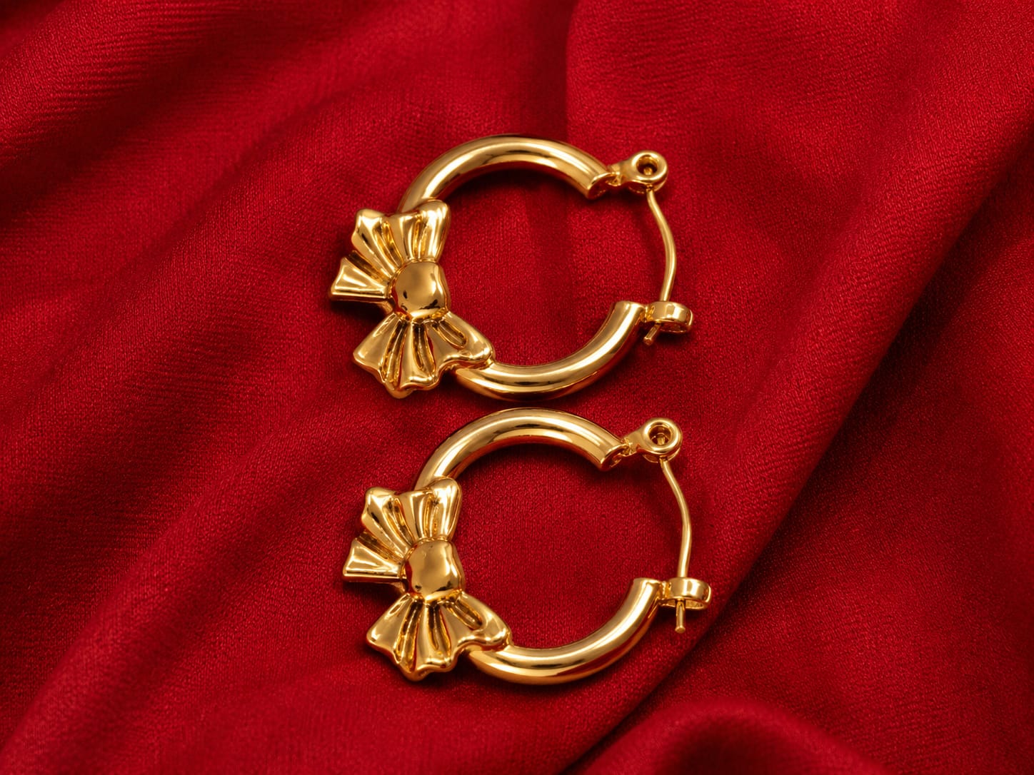 Gold Bow Hoop Earrings