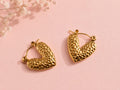 Textured Heart Hoop Earrings