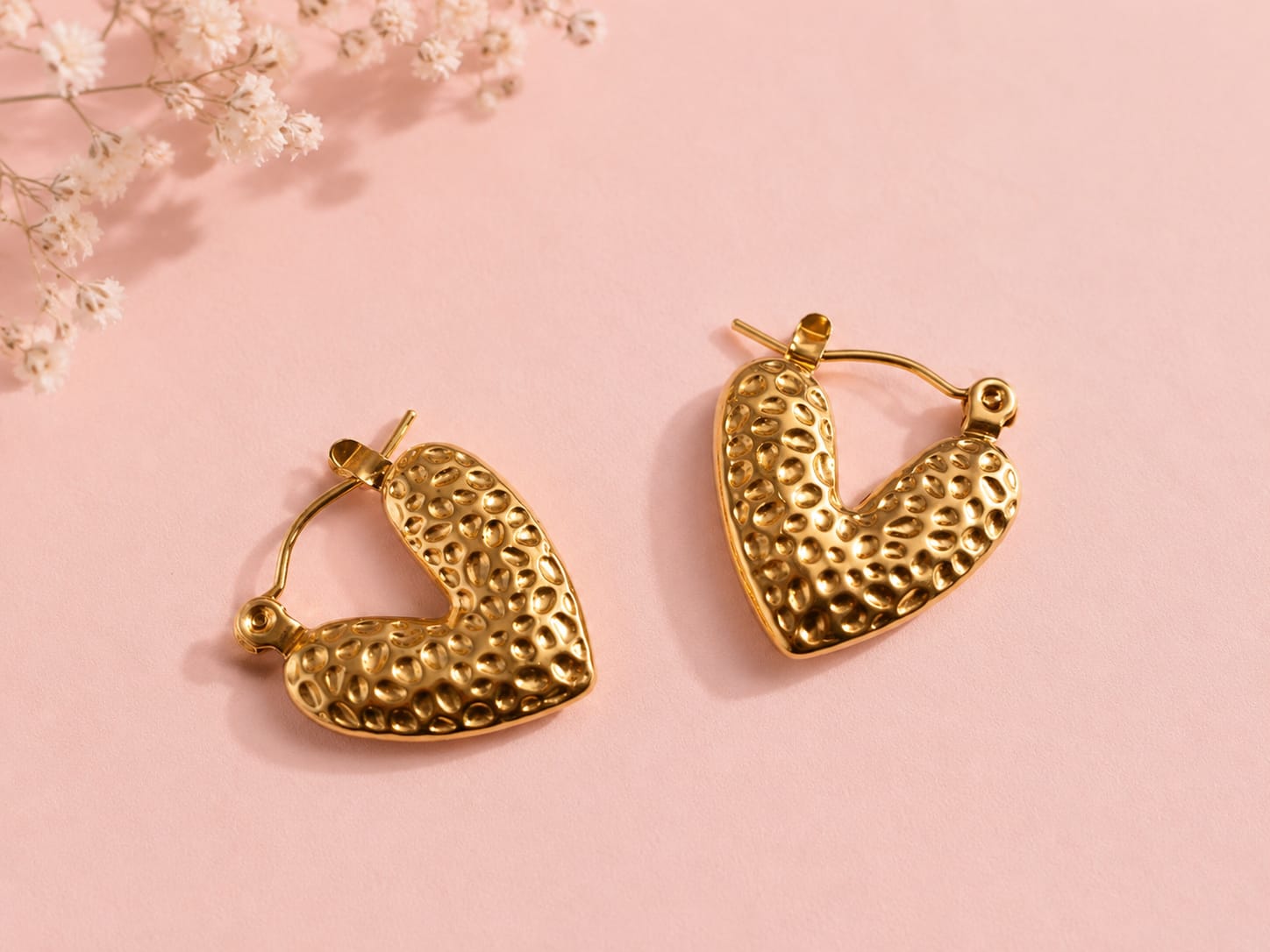 Textured Heart Hoop Earrings