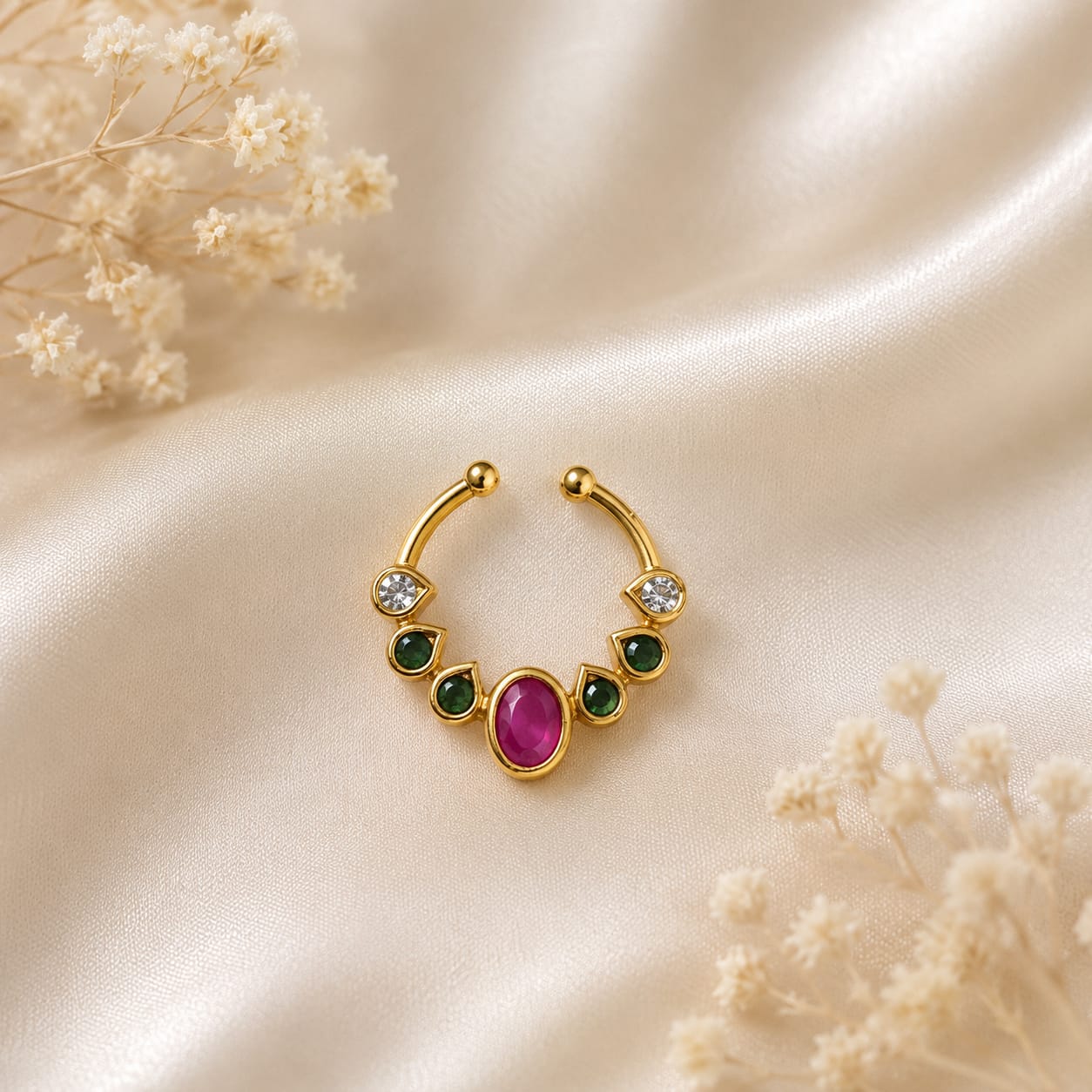 Multicolor Stone Septum Ring