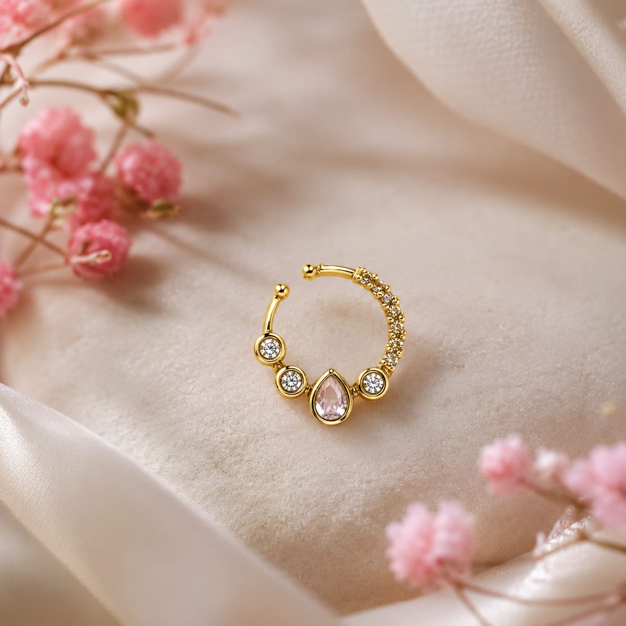 Pear-Shaped Crystal Septum Ring
