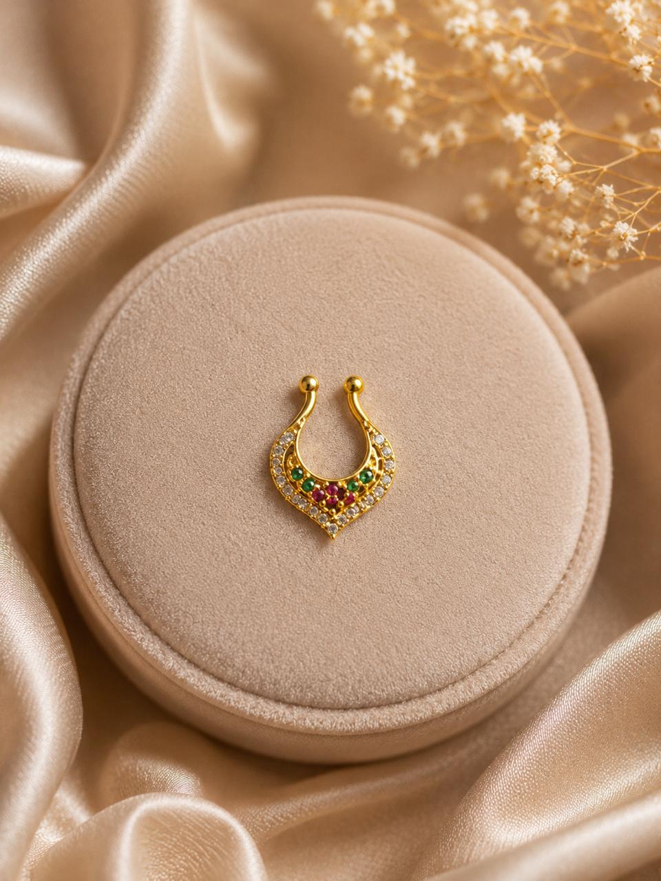 Traditional CZ Multicolor Septum Ring