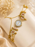 Lotus Kundan Adjustable Bracelet Watch for Women
