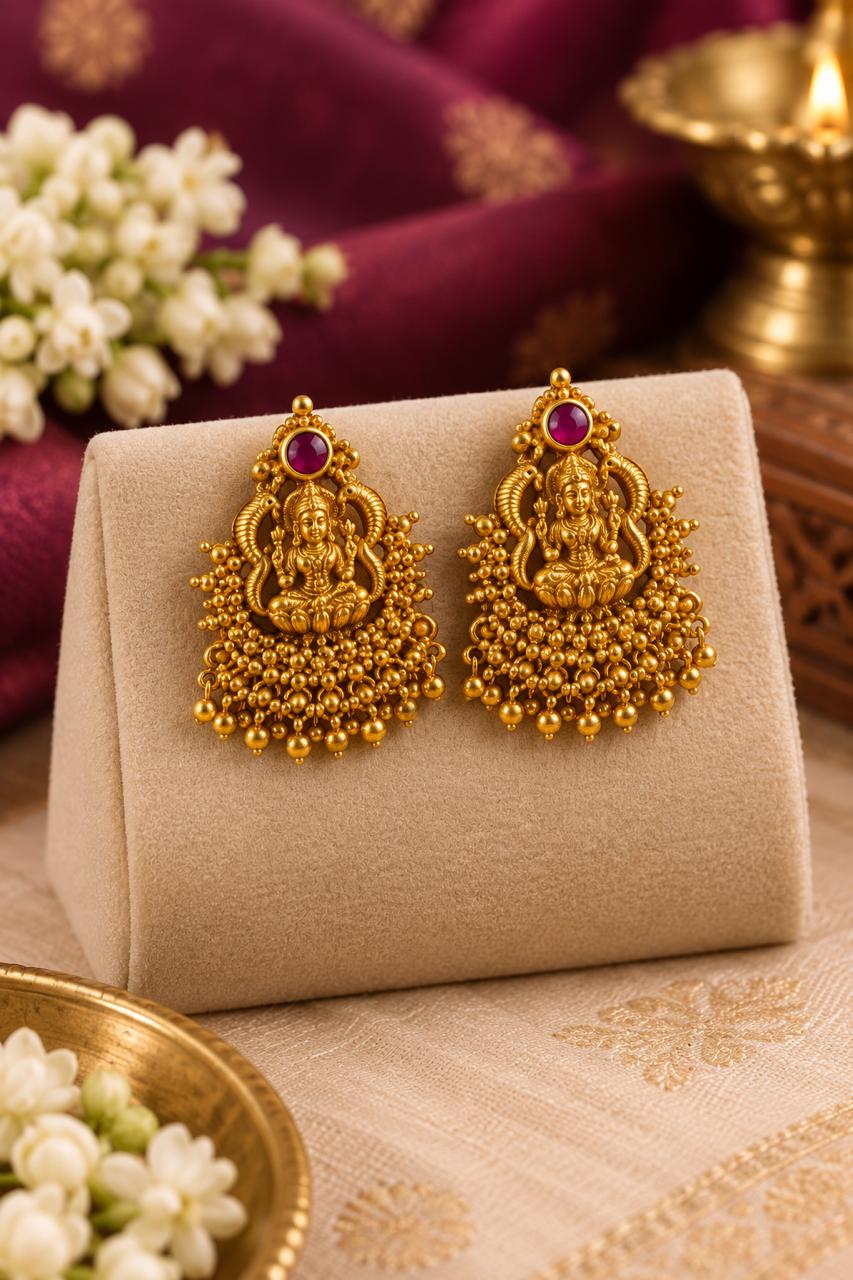 Temple Lakshmi Chandbali Earrings