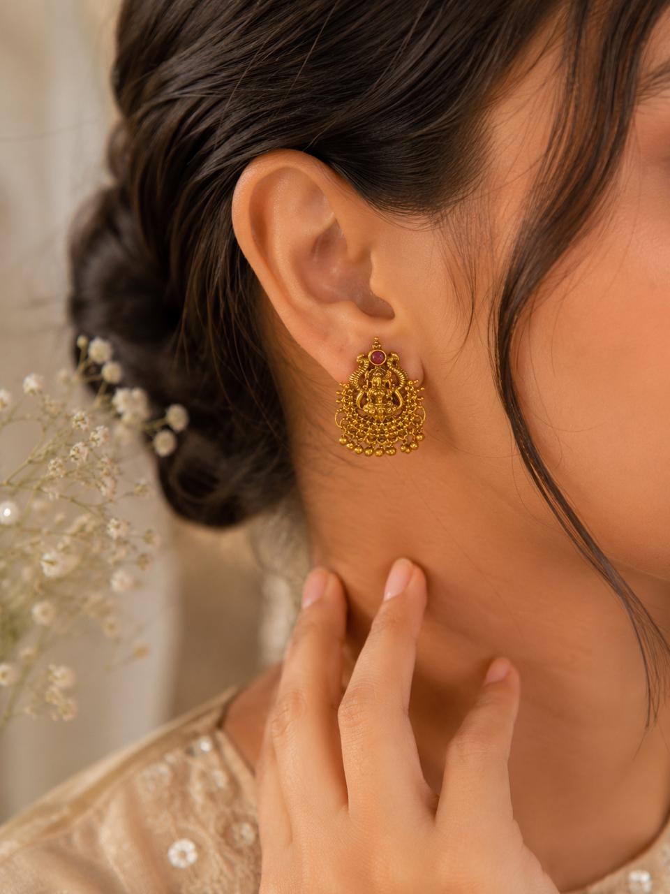 Temple Lakshmi Chandbali Earrings